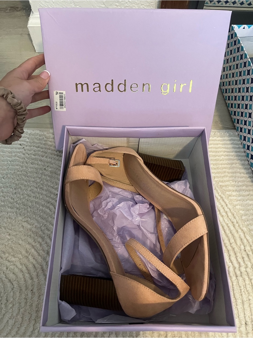 Madden Girl Blush Pink Block Heel Sandals with Ankle Strap